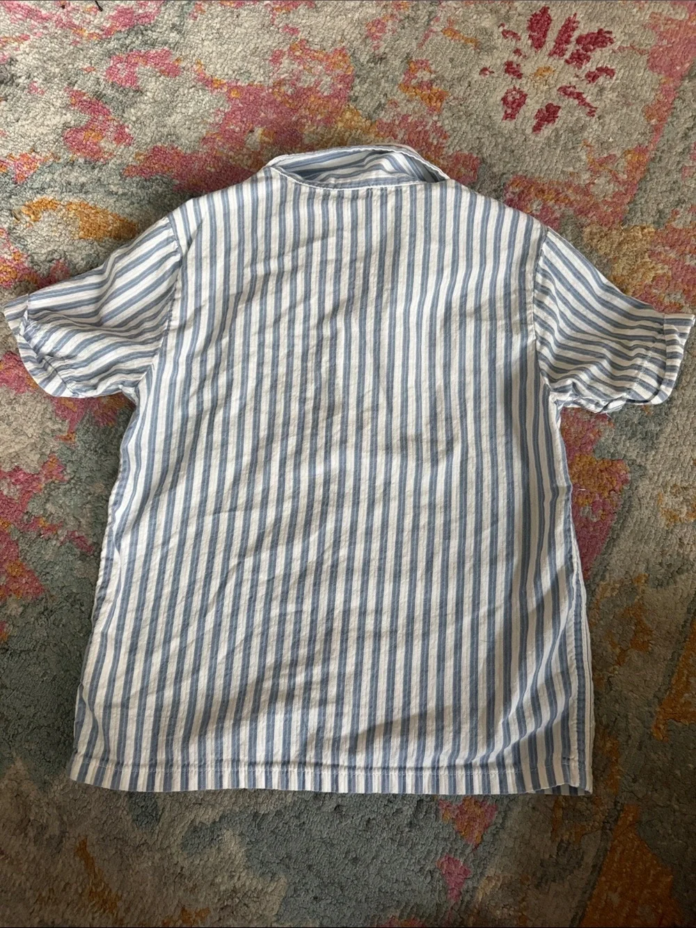 Old Navy Blue and White Striped Button-Down Kids Shirt EUC